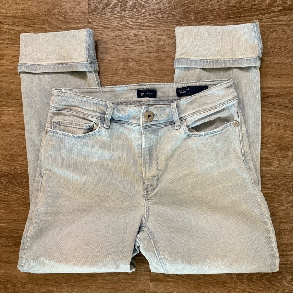 J Jill Jeans Womens Sz 4 Blue Light Wash Denim High Rise Cropped Stretch Preppy‍ - Picture 2 of 10